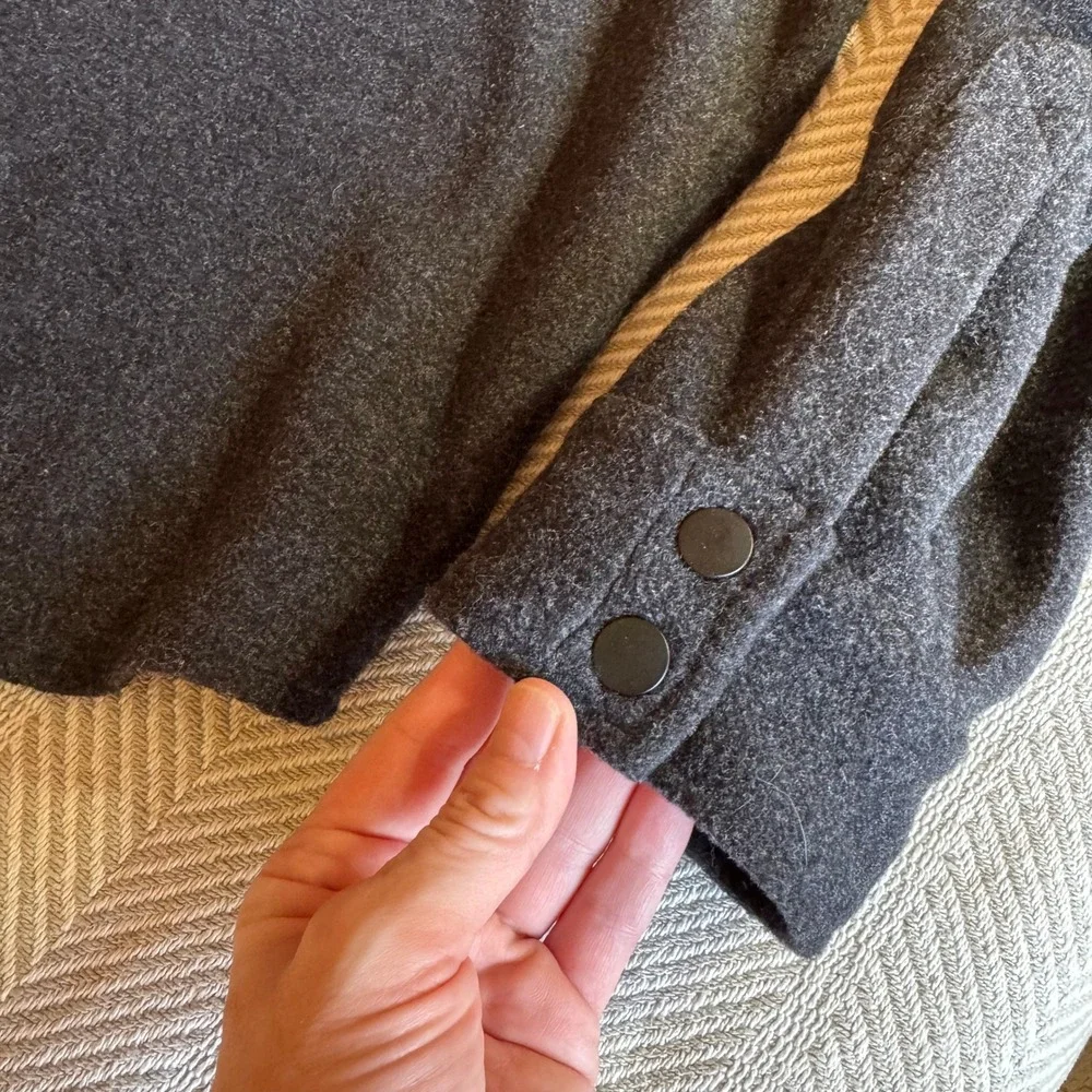 Woolx Wilder Shirt Jac Mens XL‎ Charcoal Grey Merino Wool Blend Overshirt Jacket